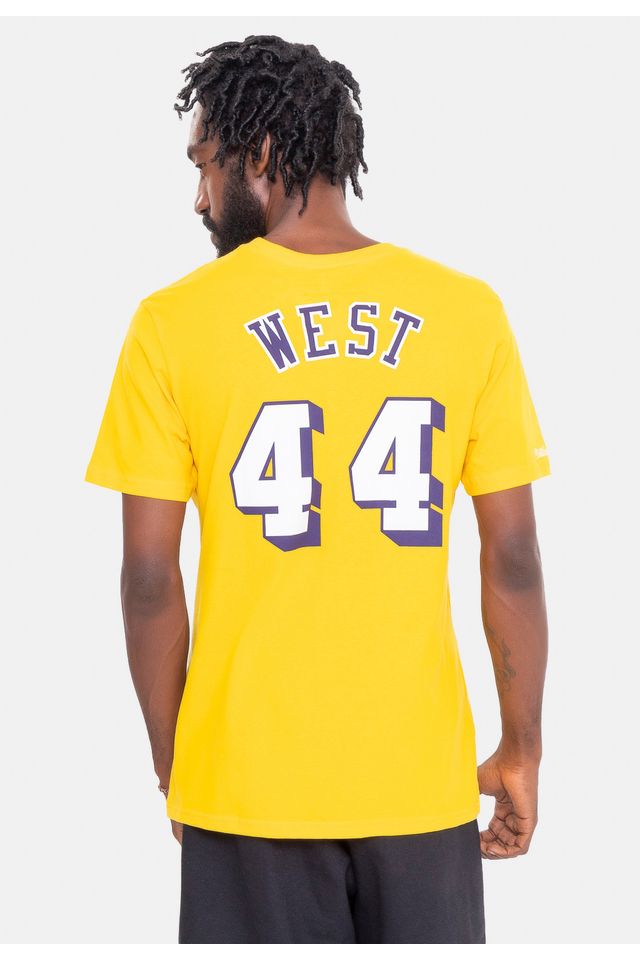 Camiseta-Mitchell---Ness-Name-And-Number-Jerry-West-Los-Angeles-Lakers-Amarela