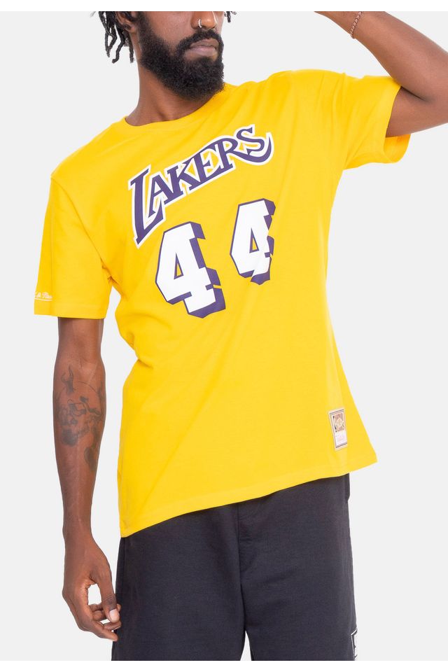 Camiseta-Mitchell---Ness-Name-And-Number-Jerry-West-Los-Angeles-Lakers-Amarela