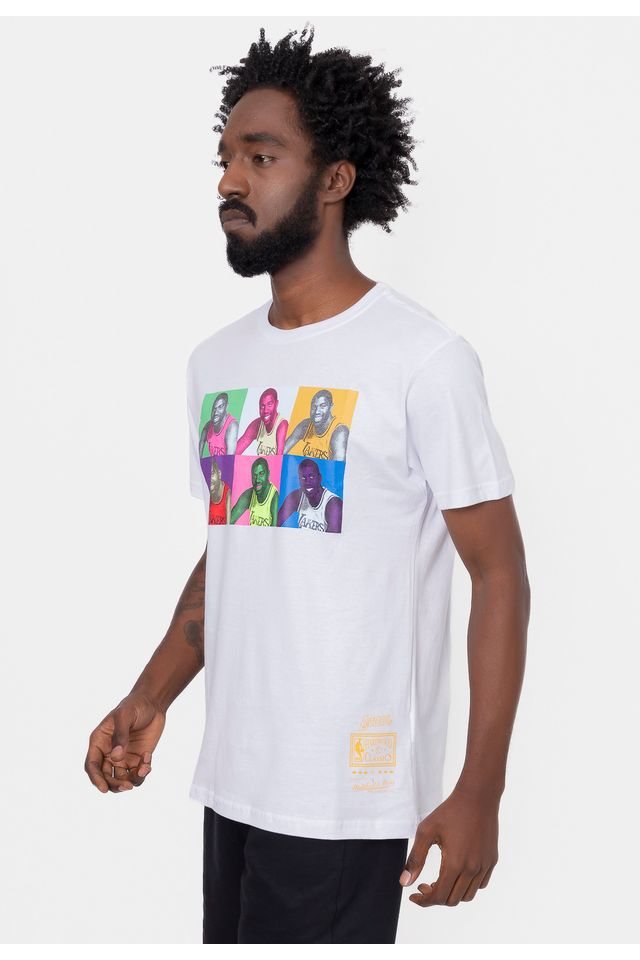 Camiseta-Mitchell---Ness-Pop-Art-Los-Angeles-Lakers-Branca