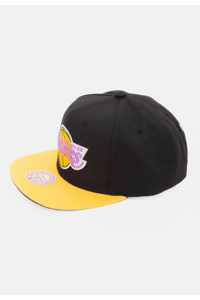 Bone-Mitchell---Ness-NBA-Core-Basic-Snapback-HWC-Los-Angeles-Lakers-Preto-com-Dourado
