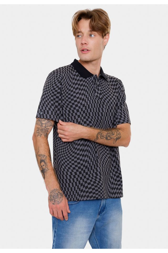 Camisa-Polo-HD-Liquify-Check-Preta