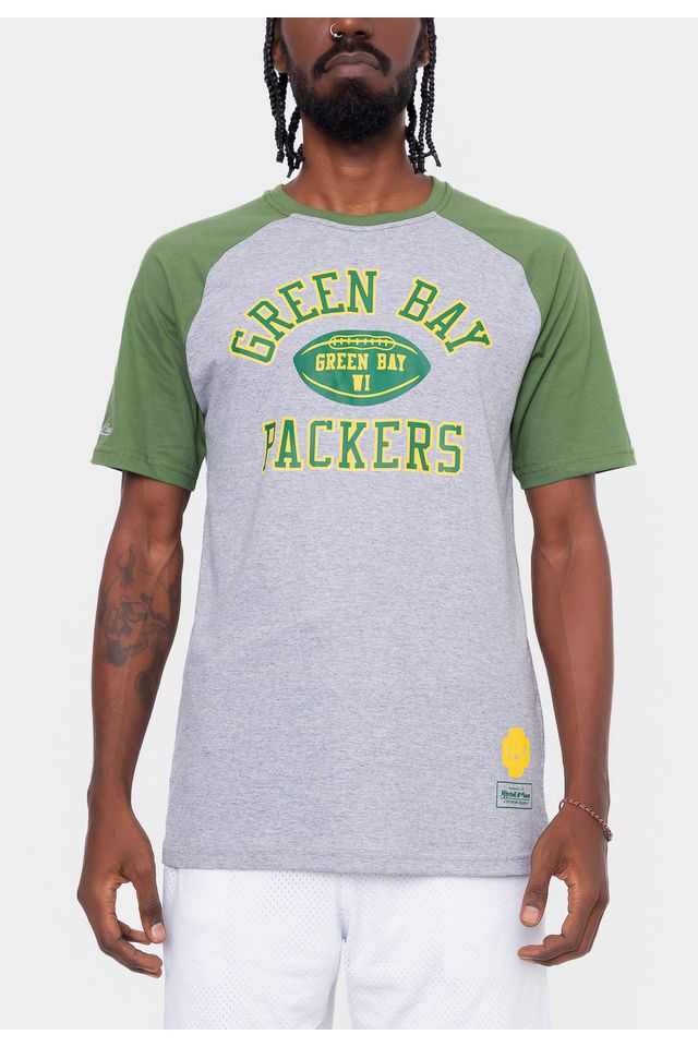 Camiseta-Mitchell---Ness-NFL-Raglan-Especial-Green-Bay-Packers-Cinza-Mescla