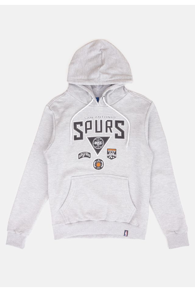 Moletom-NBA-Juvenil-Patches-San-Antonio-Spurs-Cinza-Mescla