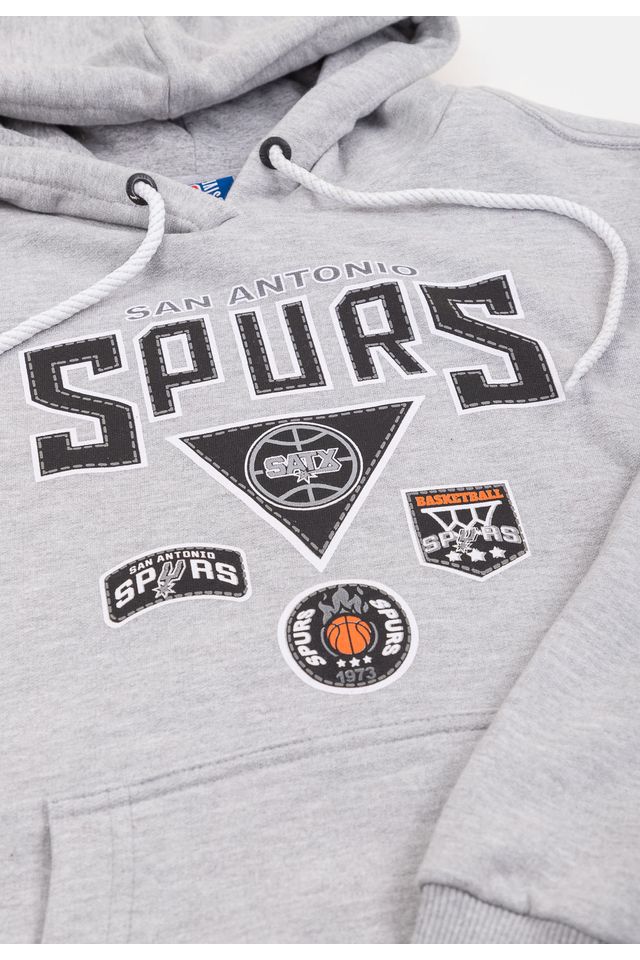 Moletom-NBA-Juvenil-Patches-San-Antonio-Spurs-Cinza-Mescla