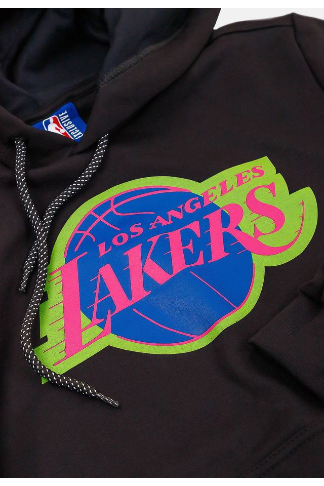 Moletom-NBA-Juvenil-Neon-Colors-Los-Angeles-Lakers-Preto