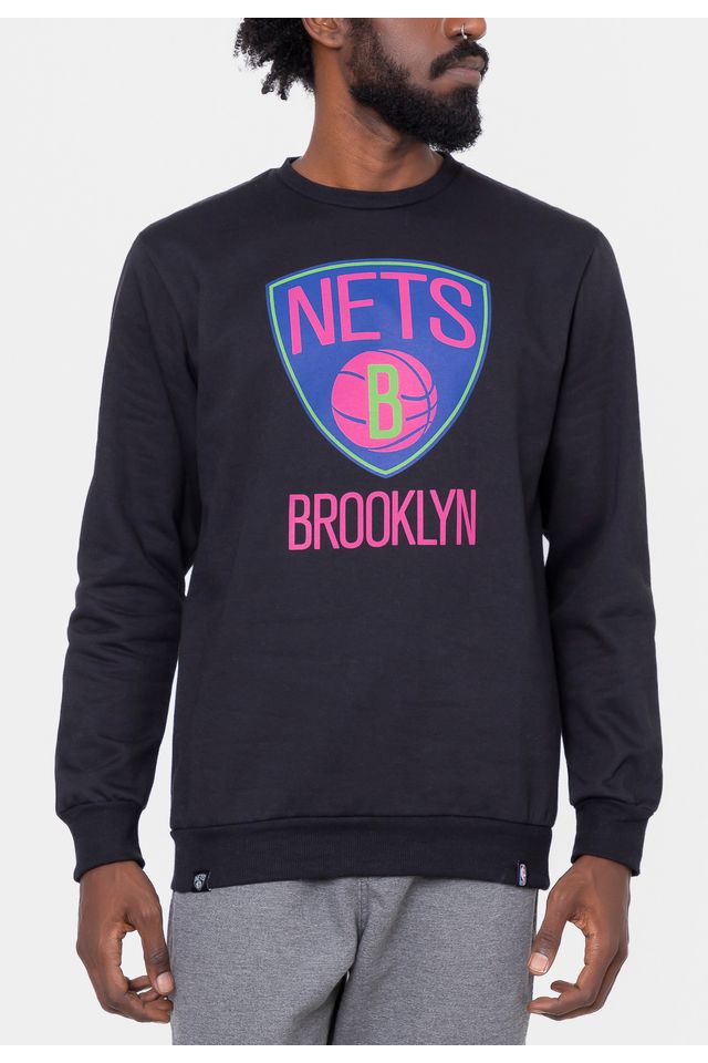 Moletom-NBA-Neon-Colors-Brooklyn-Nets-Preto