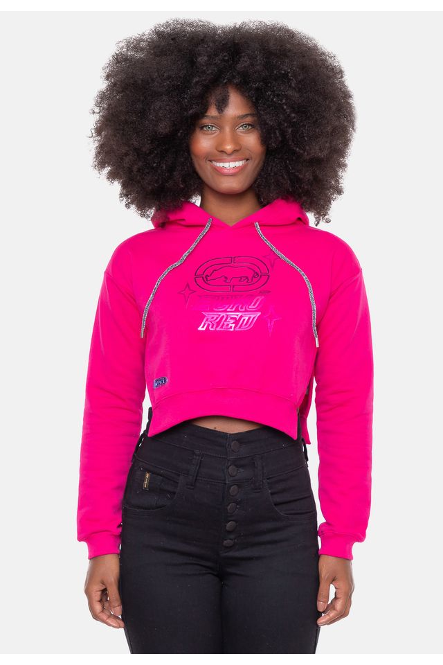 Moletom-Ecko-Feminino-Cropped-Chin-Rosa Moletom-Ecko-Feminino-Cropped-Chin-Rosa
