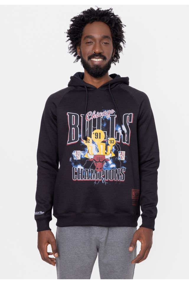Moletom-Mitchell---Ness-Playoffs-Chicago-Bulls-Preto Moletom-Mitchell---Ness-Playoffs-Chicago-Bulls-Preto