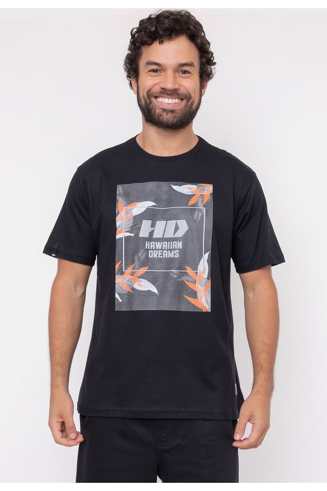Camiseta-HD-Flowers-Preta