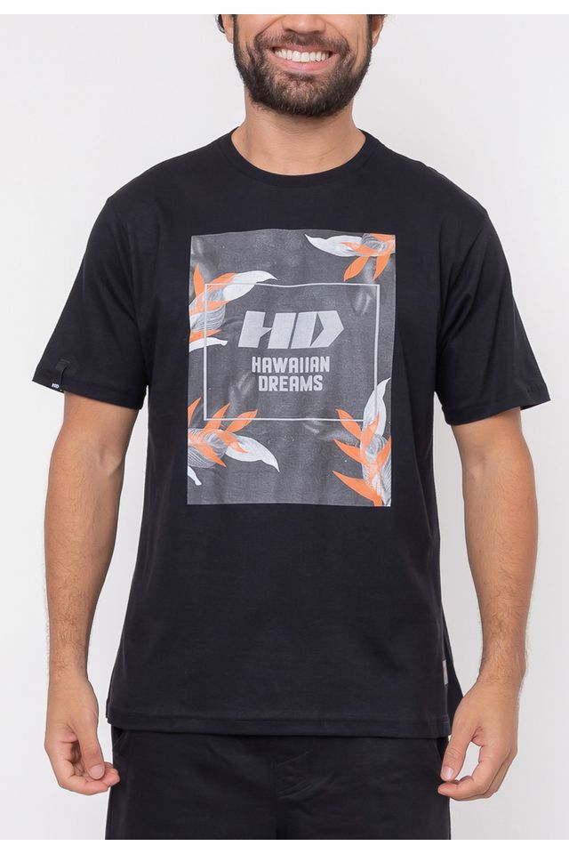 Camiseta-HD-Flowers-Preta