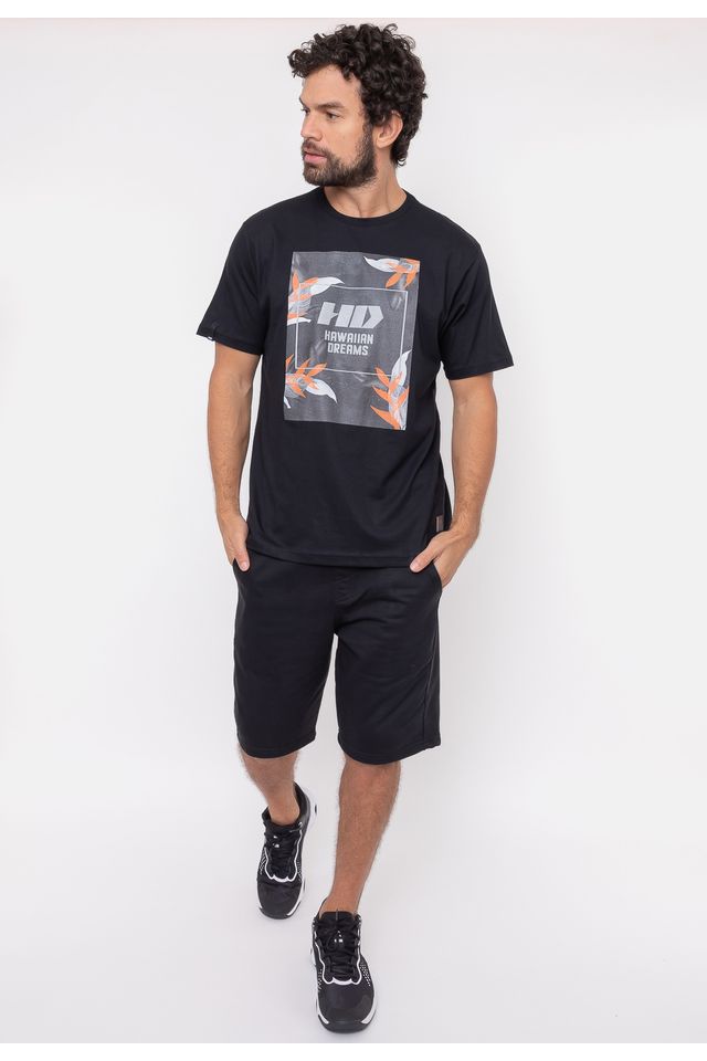 Camiseta-HD-Flowers-Preta