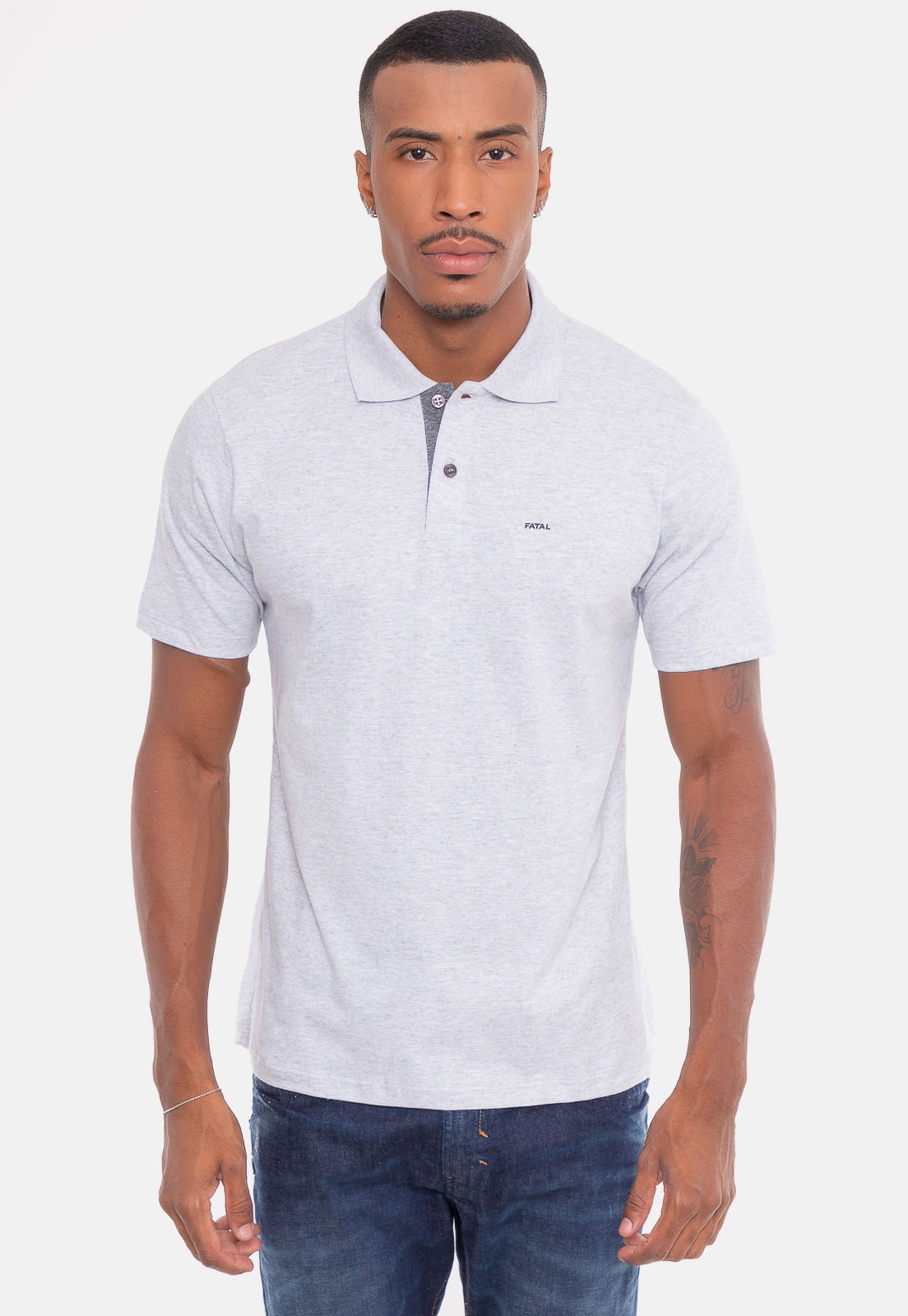 Camisa Polo Fatal Basic Rime Gelo Mescla - Urbane