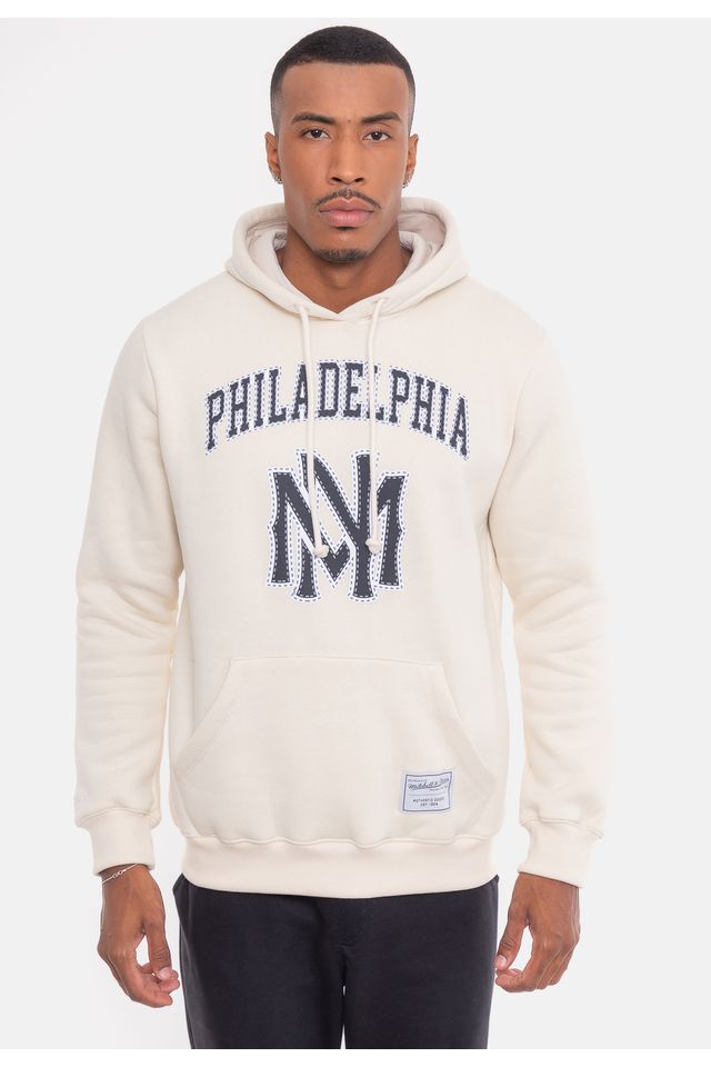 Moletom-Mitchell---Ness-Philadelphia-Bege Moletom-Mitchell---Ness-Philadelphia-Bege