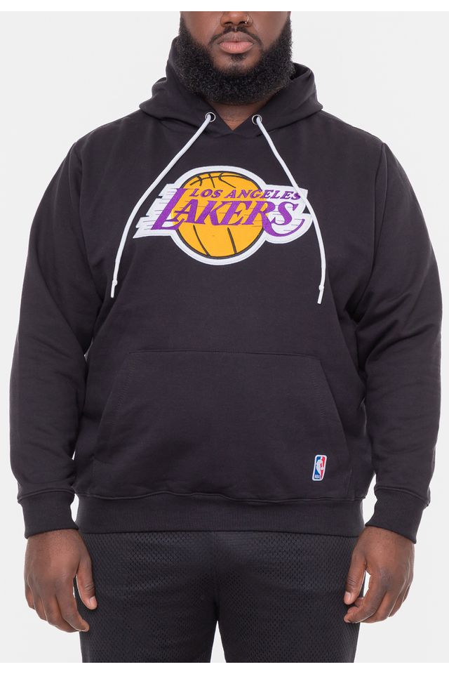 Moletom NBA Plus Size Feltro Logo Los Angeles Lakers Preto Urbane
