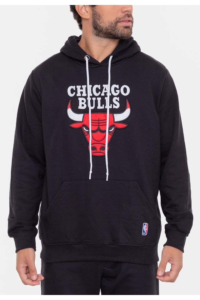 Moletom-NBA-Canguru-Feltro-Logo-Chicago-Bulls-Preto