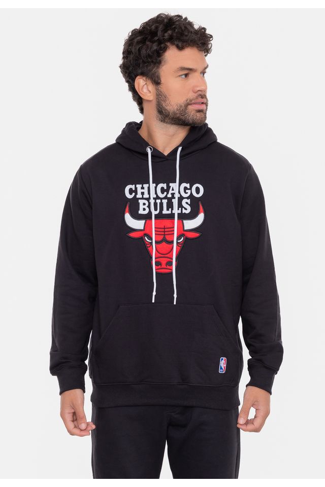 Moletom-NBA-Canguru-Feltro-Logo-Chicago-Bulls-Preto