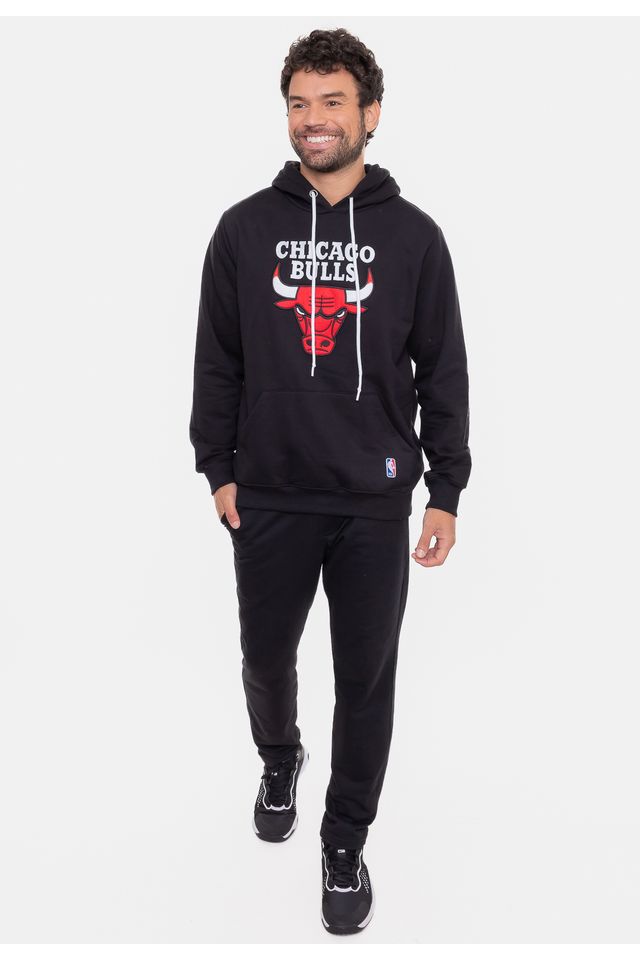 Moletom-NBA-Canguru-Feltro-Logo-Chicago-Bulls-Preto