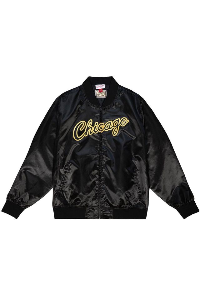 Jaqueta-Mitchell---Ness-NBA-Big-Face-4-0-Satin-Jacket-Chicago-Bulls-Preta