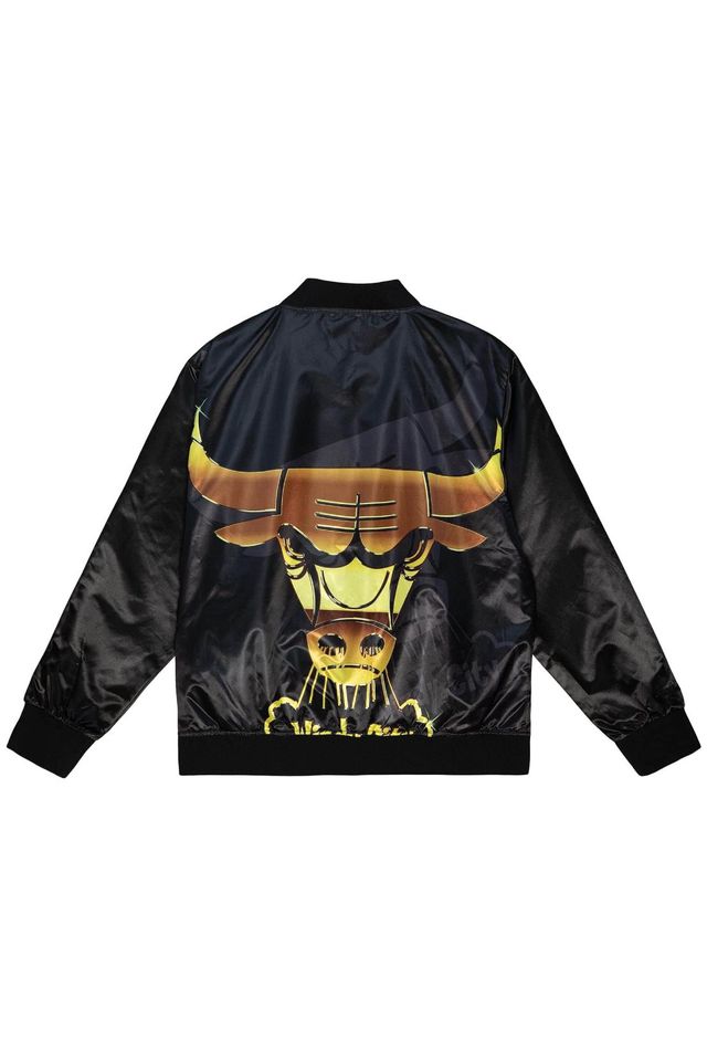 Jaqueta-Mitchell---Ness-NBA-Big-Face-4-0-Satin-Jacket-Chicago-Bulls-Preta