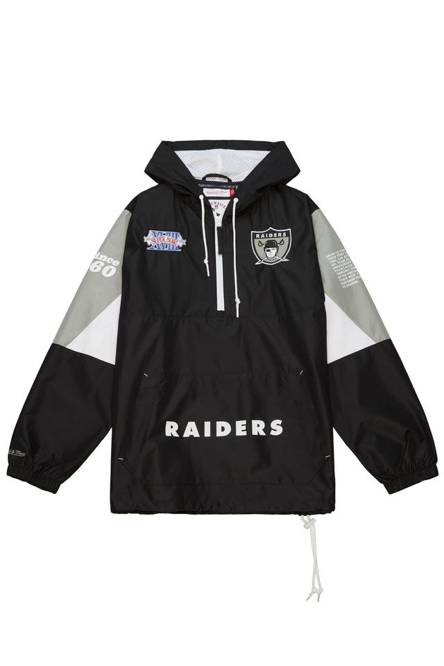 Jaqueta-Mitchell---Ness-NFL-Pullover-Anorak-Oakland-Raiders-Preta Jaqueta-Mitchell---Ness-NFL-Pullover-Anorak-Oakland-Raiders-Preta