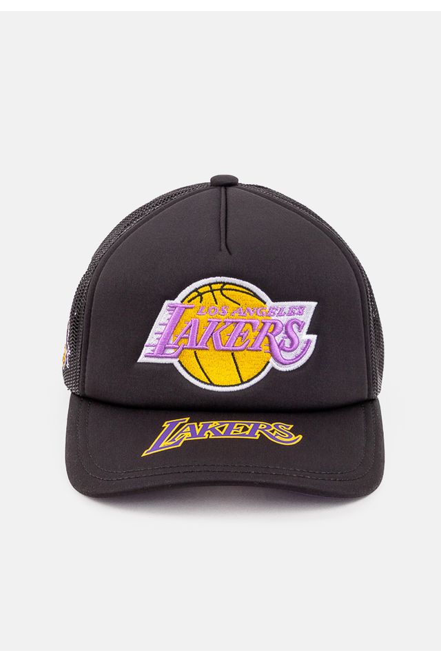 Bone-Mitchell---Ness-NBA-Trucker-HWC-Los-Angeles-Lakers-Preto Bone-Mitchell---Ness-NBA-Trucker-HWC-Los-Angeles-Lakers-Preto