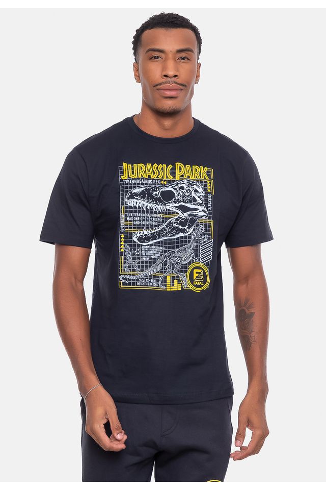 Camiseta-Fatal-Estampada-Dino-Grid-Preta