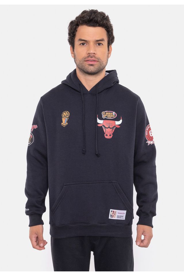 Moletom-Mitchell---Ness-Canguru-Fechado-City-Patches-Preto Moletom-Mitchell---Ness-Canguru-Fechado-City-Patches-Preto