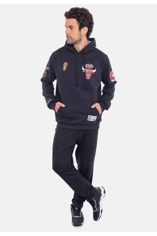 Moletom-Mitchell---Ness-Canguru-Fechado-City-Patches-Preto