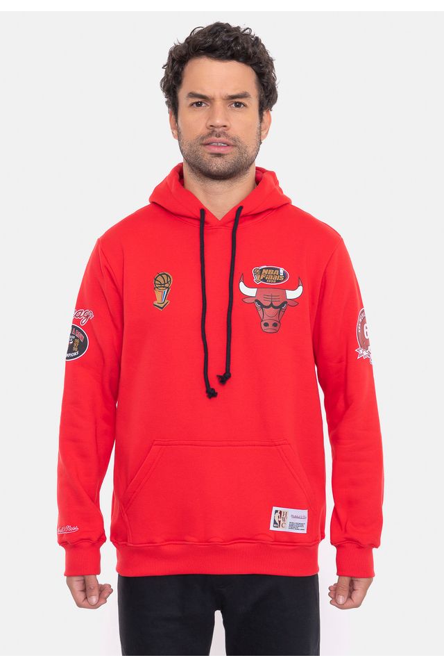 Moletom-Mitchell---Ness-Canguru-Fechado-City-Patches-Vermelho
