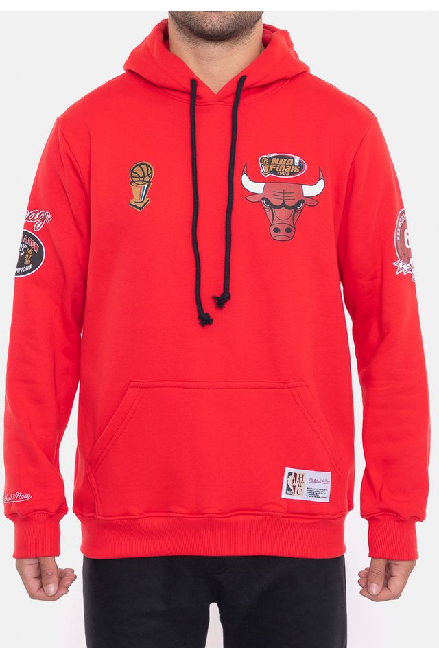 Moletom-Mitchell---Ness-Canguru-Fechado-City-Patches-Vermelho