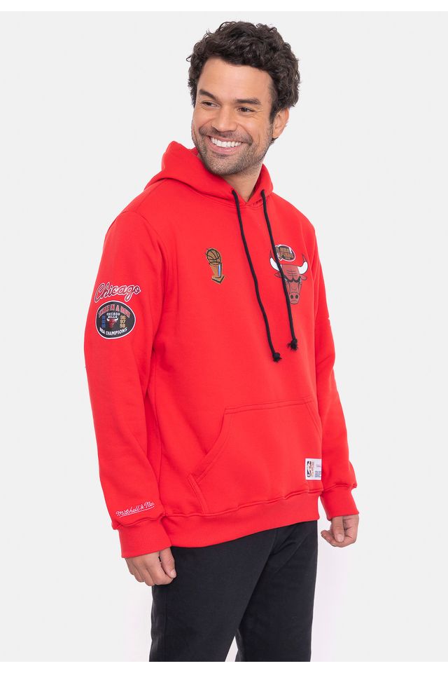 Moletom-Mitchell---Ness-Canguru-Fechado-City-Patches-Vermelho
