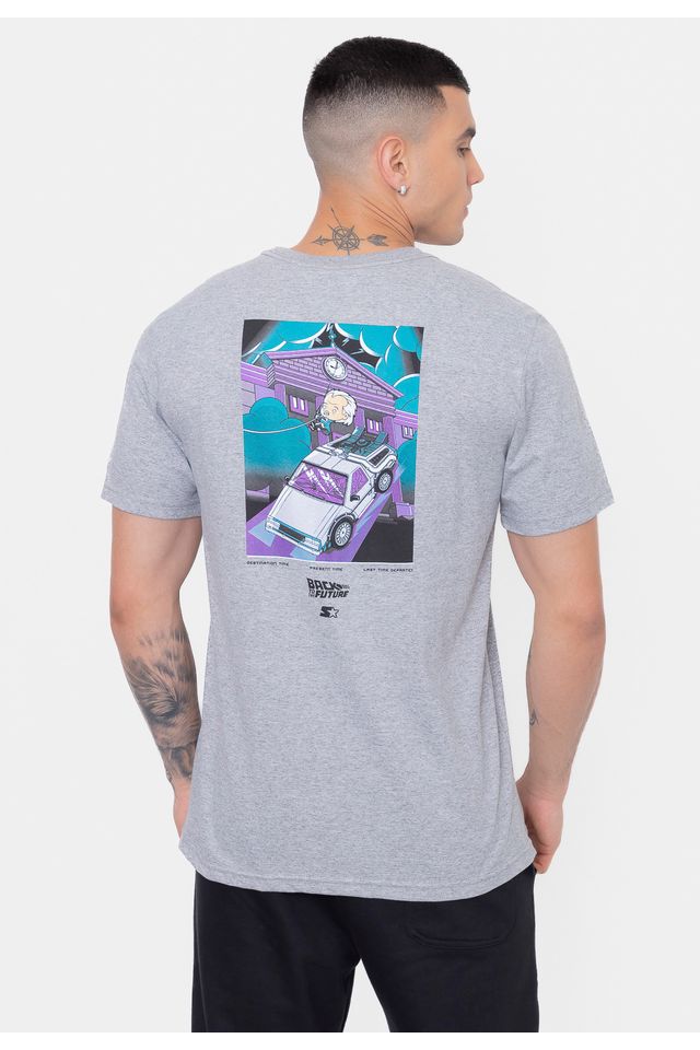 Camiseta-Starter-Collab-Back-To-The-Future-Cinza-Mescla