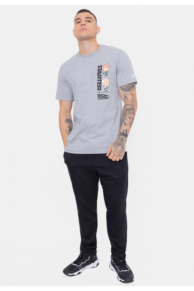 Camiseta-Starter-Collab-Back-To-The-Future-Cinza-Mescla