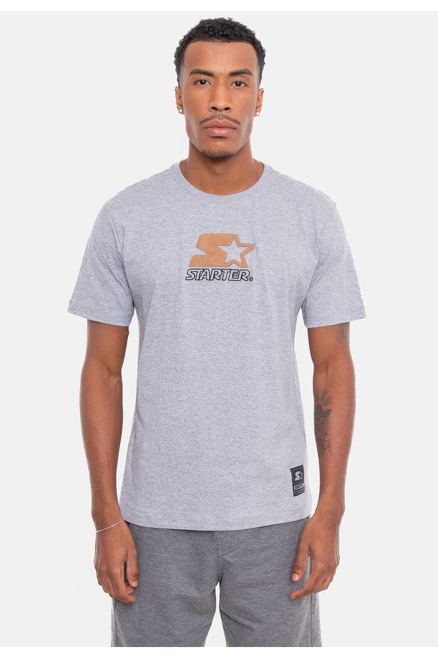Camiseta-Starter-Estampada-Logo-Cinza-Mescla Camiseta-Starter-Estampada-Logo-Cinza-Mescla