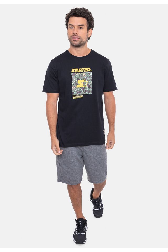 Camiseta-Starter-Estampada-Folhagem-Preta