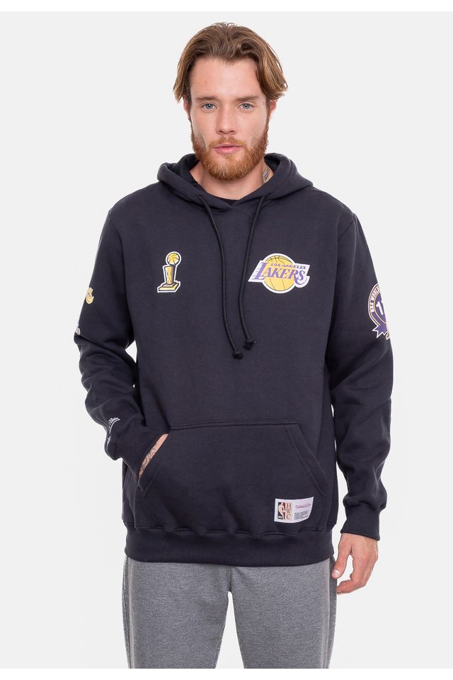 Moletom-Mitchell---Ness-NBA-Canguru-City-Patches-Preto Moletom-Mitchell---Ness-NBA-Canguru-City-Patches-Preto