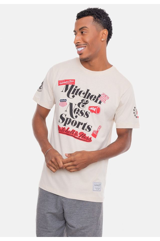 Camiseta-Mitchell---Ness-Branded-Patches-Bege