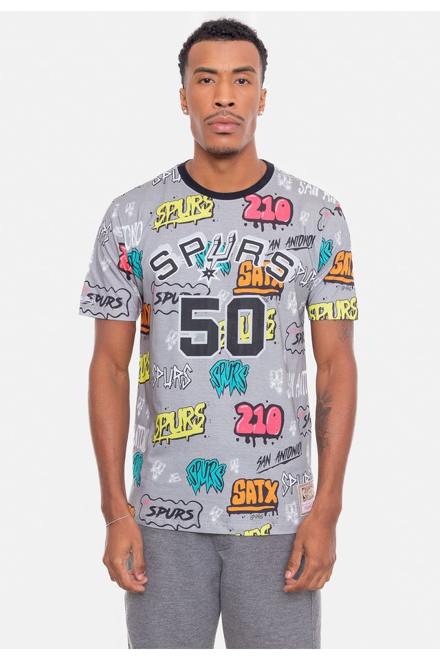 Camiseta-Mitchell---Ness-Name-And-Number-David-Robinson-Cinza-Mescla Camiseta-Mitchell---Ness-Name-And-Number-David-Robinson-Cinza-Mescla