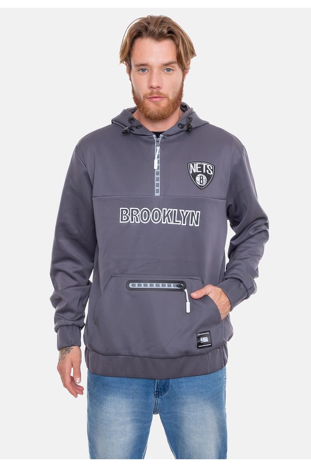 Moletom-NBA-Canguru-Neop-Fechado-Brooklyn-Nets-Cinza
