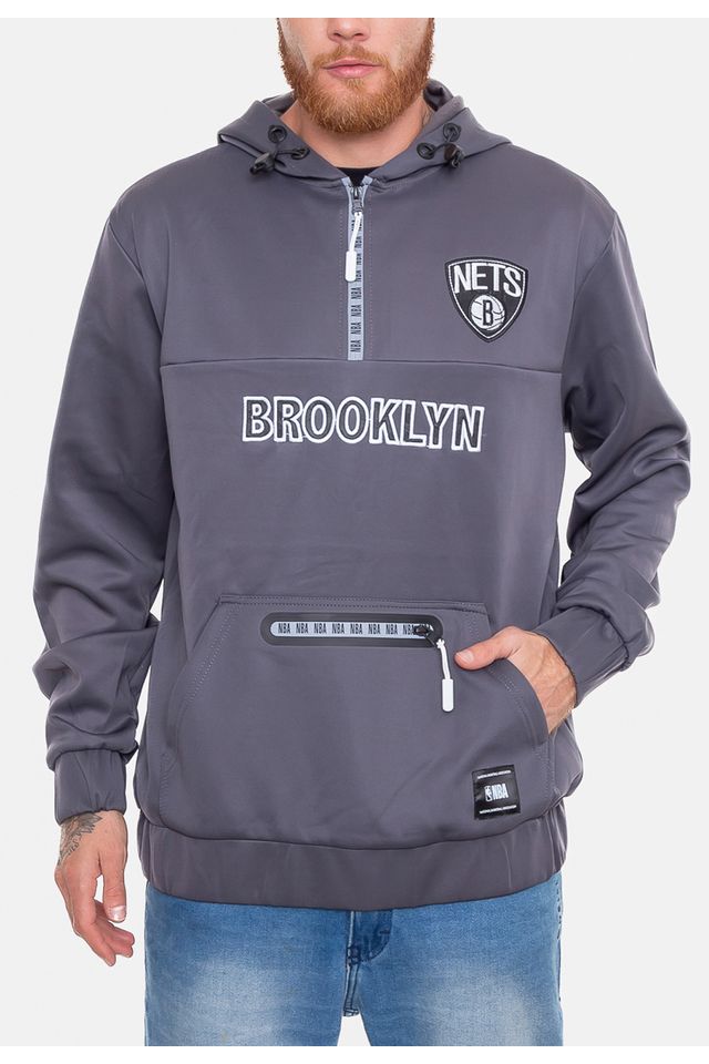 Moletom-NBA-Canguru-Neop-Fechado-Brooklyn-Nets-Cinza