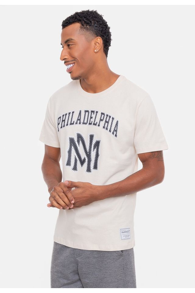 Camiseta-Mitchell---Ness-Philadelphia-Bege