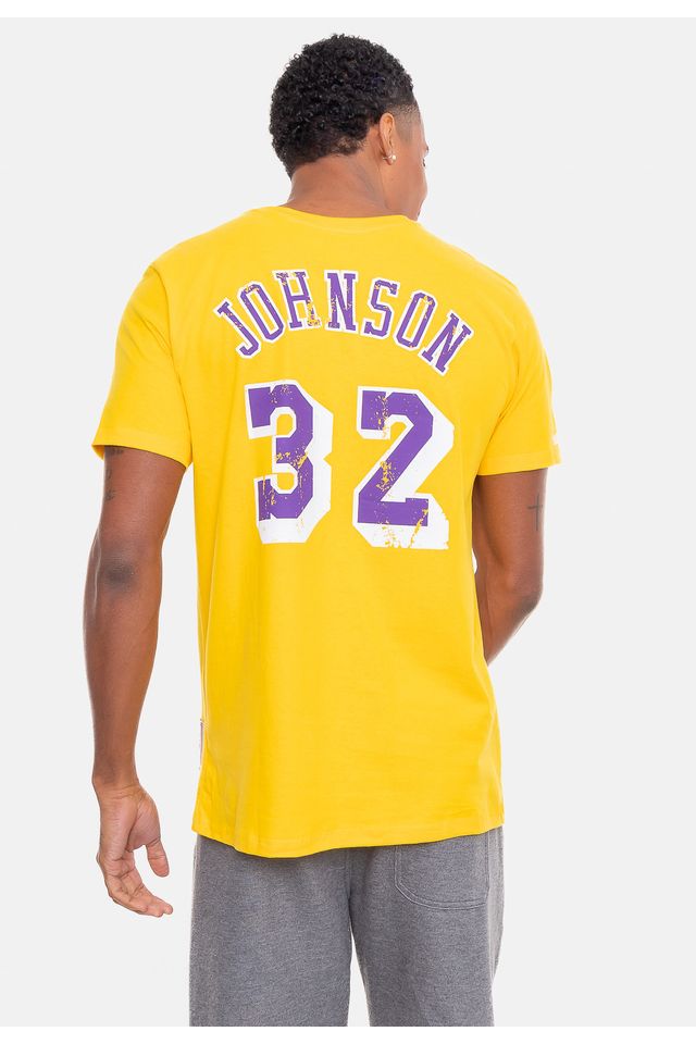 Camiseta Mitchell Ness Magic Johnson Los Angeles Lakers Amarela
