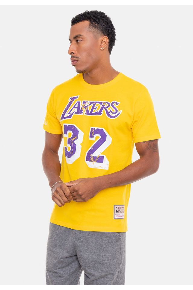 Camiseta-Mitchell---Ness-Magic-Johnson-Los-Angeles-Lakers-Amarela
