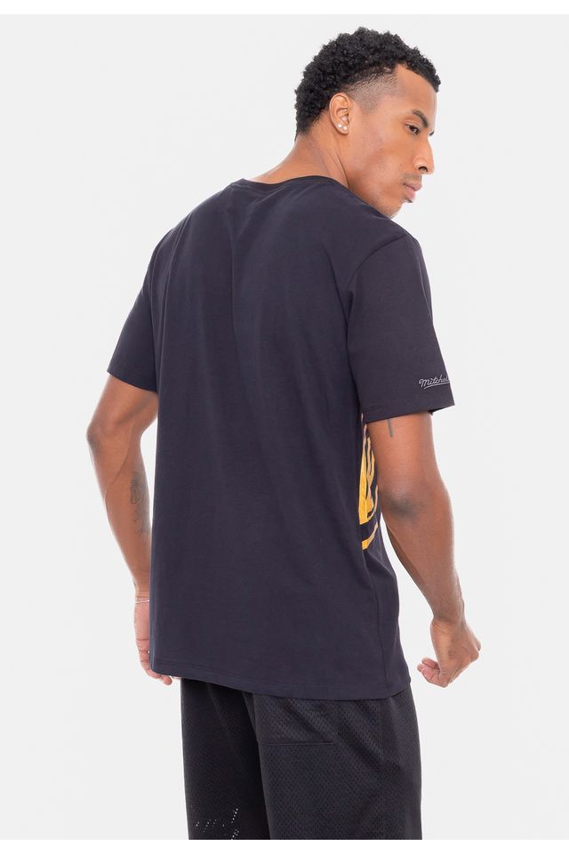 Camiseta-Mitchell---Ness-Flames-Los-Angeles-Lakers-Preta
