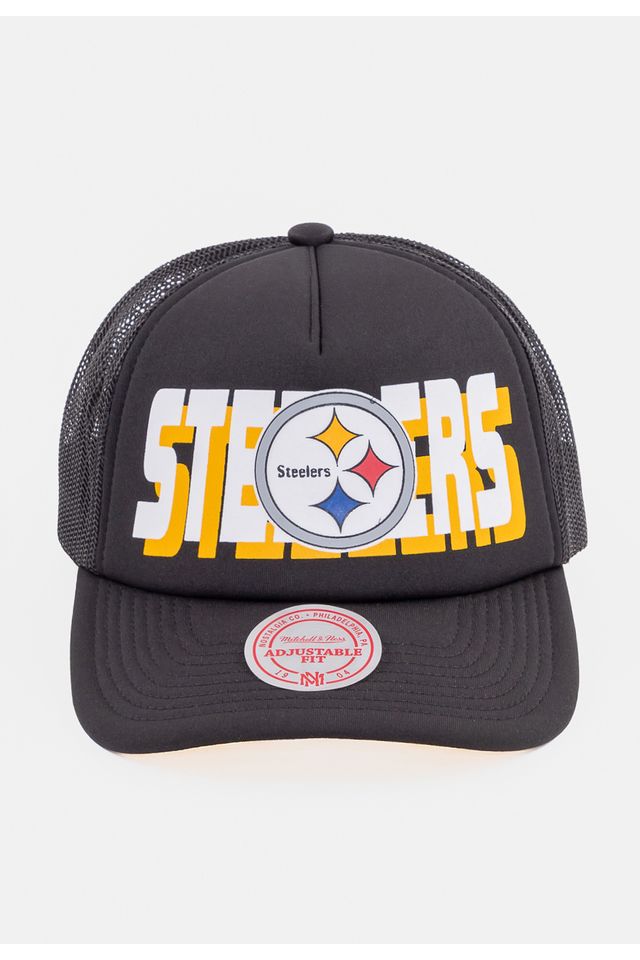 Bone-Mitchell---Ness-NFL-Aba-Curva-Steelers-Preta Bone-Mitchell---Ness-NFL-Aba-Curva-Steelers-Preta