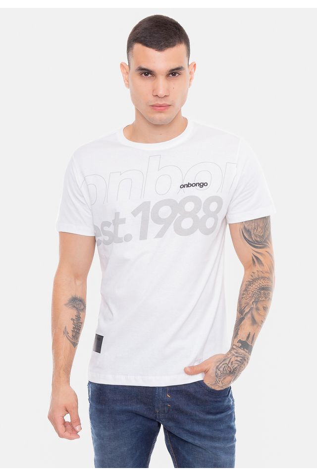 Camiseta-Onbongo-Estampada-Branca Camiseta-Onbongo-Estampada-Branca