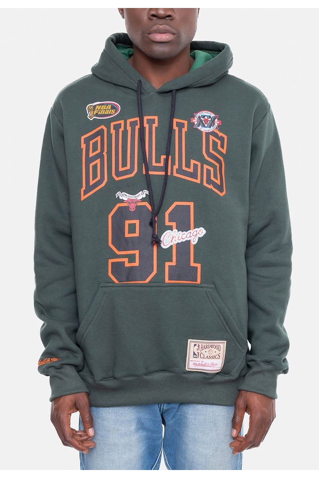 Moletom-Mitchell---Ness-Canguru-Fechado-Chicago-Bulls-Dennis-Rodman-Verde-militar