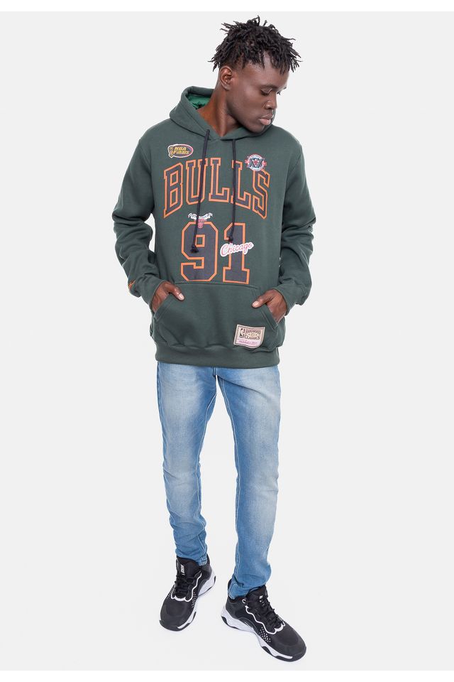 Moletom-Mitchell---Ness-Canguru-Fechado-Chicago-Bulls-Dennis-Rodman-Verde-militar