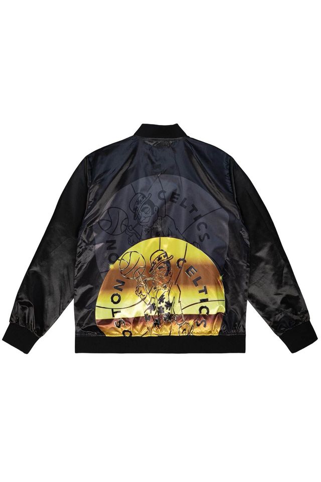 Jaqueta-Mitchell---Ness-NBA-Big-Face-4-0-Satin-Jacket-Boston-Celtics-Preta
