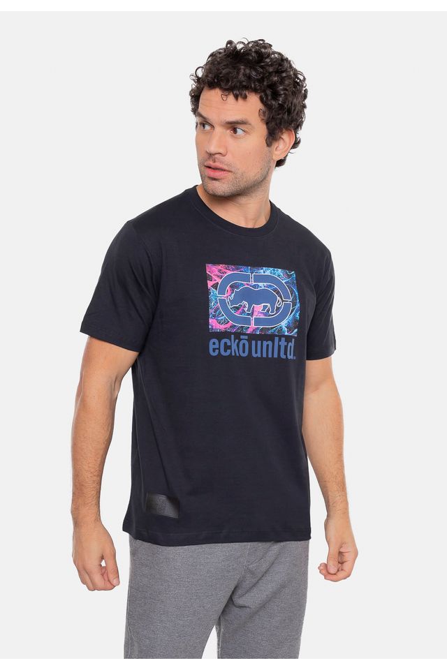 Camiseta-Ecko-Estampada-Preta